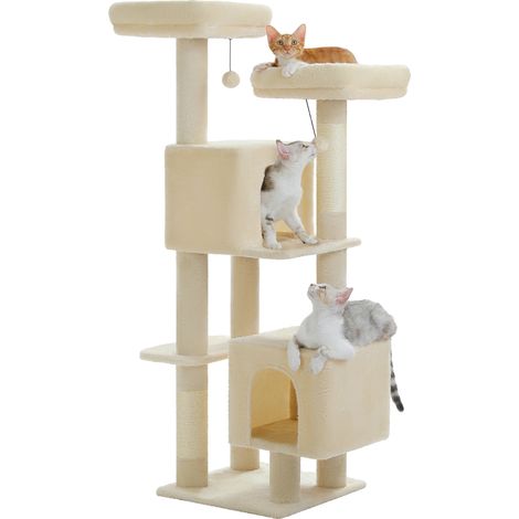 Tour pour chats, Aire de jeux multi-fonctionnelle, Construction durable, AMT0292BG, L-c (1/2)