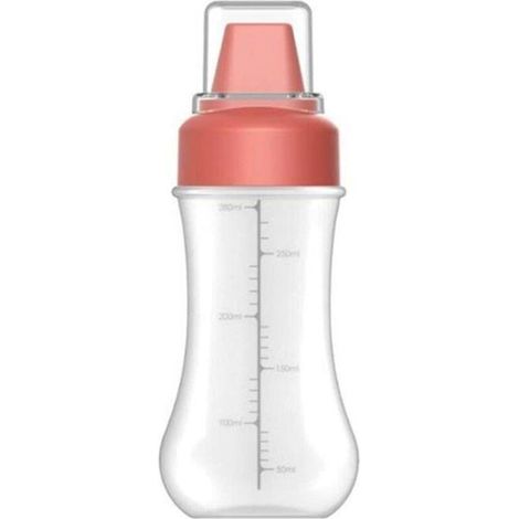 Bouteille à condiments à presser, bouteille à condiments en plastique, récipient à condiments rechargeable avec rebord, bouteille d'huile d'olive pour la cuisine(rouge)