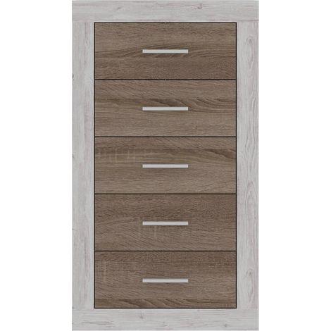 Sinfonier de 5 cajones COIMBRA color cambrian/blanco, cambrian/antracita y pina/trufle 60x106,3x39,6 cm PINA/TRUFLE