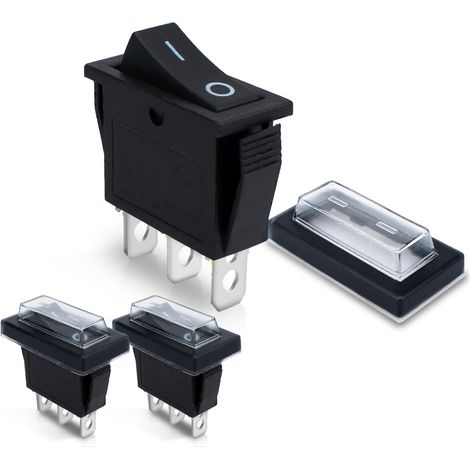 Interrupteur à bascule - Lot de 3 - Nylon Noir - Étanche IP67 - 12V DC 10A - Pour Tableau Électrique (1/5)