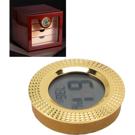 Thermomètre et hygromètre ronds pour boîtes à cigares, thermomètre et hygromètre intégrés pour boîtes à cigares, cave à cigares de haute précision. (1/5)