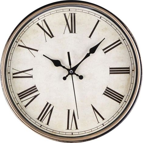 Horloge Murale Moderne Silencieuse à Quartz 30cm Fonctionnant sur Batterie avec Chiffres Romains, Pendules Murale Vintage,pour la Chambre, la Maison, la Cuisine, la Chambre, le Bureau, l'école (1/5)