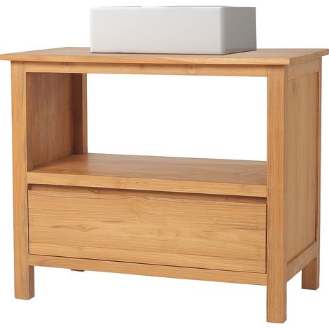 Meuble de salle de bain en teck avec simple vasque - 90 cm - KETAPANG