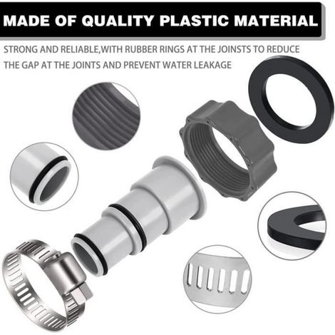 Adaptateur Tuyau Piscine - - Pour Pompe - Ø 32 et 38 mm - Gris (1/4)