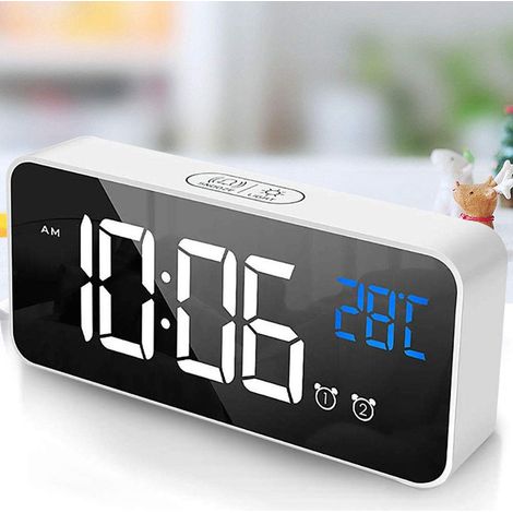 MINKUROW Reloj Despertador Digital, Reloj Despertador Digital Led Espejo Reloj De Escritorio Usb Recargable Reloj Despertador De Viaje Con 2 Alarmas/Snooze/Pantalla De Temperatura/Función De Control D (1/5)