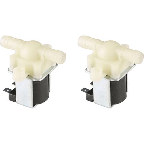2 x 3/8" 12 Vcc Raccord cannelé pour tuyau Électrovanne Corps en plastique, blanc et noir (1/5)