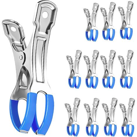 Lot de 12 pinces de fixation pour bâche de piscine, accessoires de piscine, pinces métalliques pour collage, photographie, piscine (1/5)