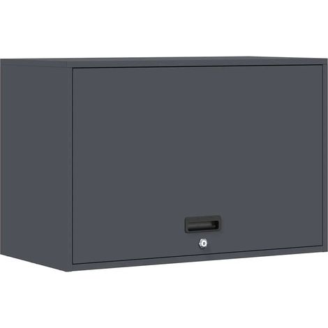 Armario de pared moderno para garaje 80 x 40 x 53 cm con cerradura de seguridad elegante acabado en acero antracita 020052839 (1/5)