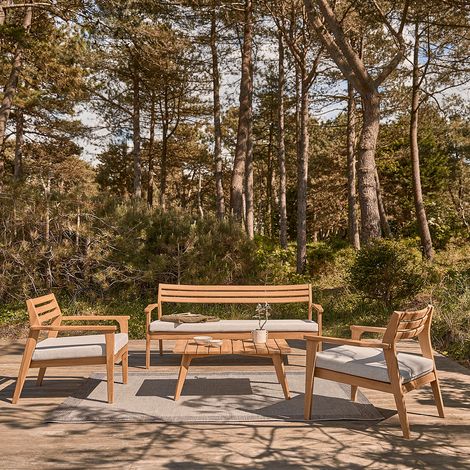 Salon bas de jardin en teck massif
