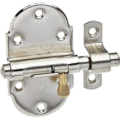Targette avec poignée bouton avec bouton en laiton nickelé platine 45 x 85 mm Ø du boulon 10 mm