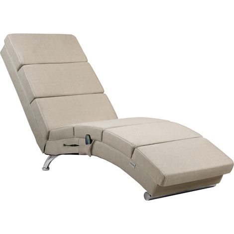 Casaria Chaise longue massaggiante funzione riscaldamento lettino relax telecomando timer 8 punti di massaggio 186x55x89 capacità di carico 180kg Stoffa sabbia (1/5)