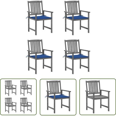 The Living Store Chaises de jardin et coussins lot de 4 Gris Bois acacia massif - Chaise De Jardin - Mobilier De Jardin - Chaise En Bois - Chaise Avec Coussin - Fauteuil De Jardin (1/5)