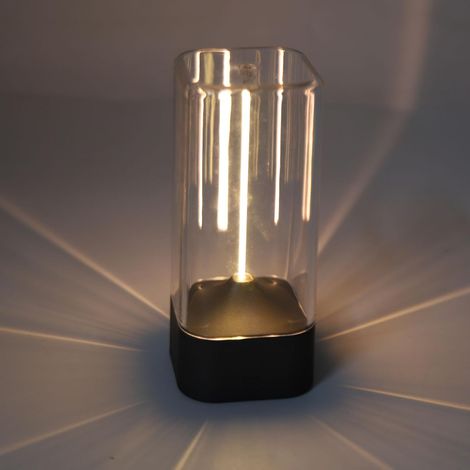 Lampe de bureau minimaliste, lampe de table LED sans fil rechargeable par batterie, lampe de chevet, filament magnétique, lumière à intensité variable pour jeux, bureau, chambre (gris) (1/4)