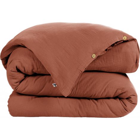 Housse de couette "Gaïa" toutes dimensions "Gaze de Coton" - Gaïa Terracotta - Housse de couette 140 x 200 cm - Gaia Terracotta -