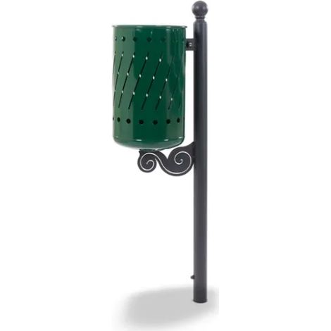 Cestino Dec&ograve 575 Giochipark acciaio zincato verniciato &Oslash30x52h urbano 35lt - RAL 6005 - Da interrare