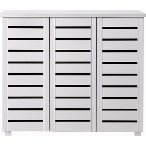 Large 3 Door Shoe Cabinet Storage Unit Multiple White