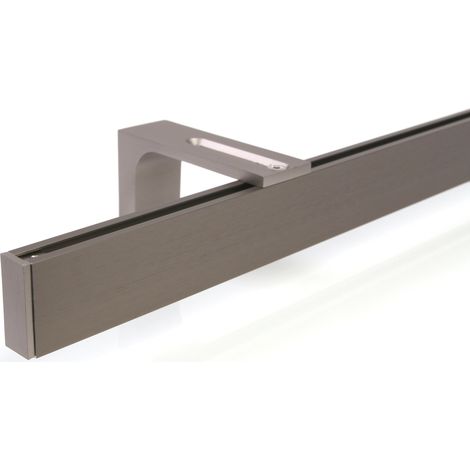 Gardinenschiene Innenlauf auf Maß 1-läufig Edelstahl-optik -  Serie Loft 300cm Deckenträger