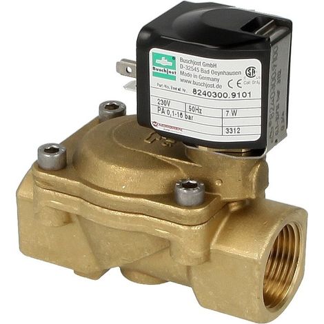 Electrovanne Buschjost 8240300.9101.2305 G3/4,6,0m³/h,0,1-16bar +90°C,NBR, 230VAC