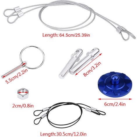 Kit esthétique verrou à goupille capot auto sport universel alliage aluminium CNC bleu (1/5)