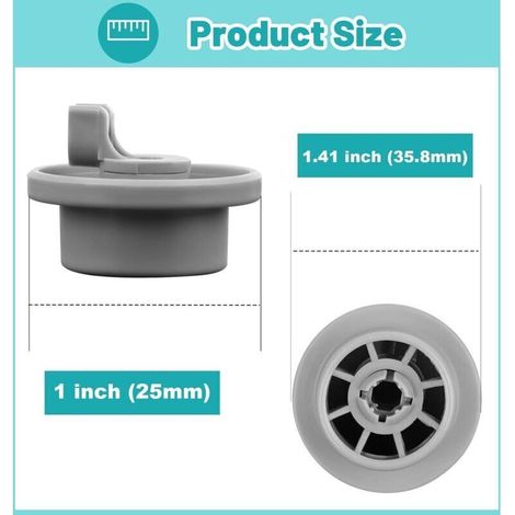 Set di 8 rotelle per lavastoviglie, cestello portaposate, universale, compatibile con lavastoviglie Bosch e Siemens, cestello inferiore, modello 165314 (1/4)