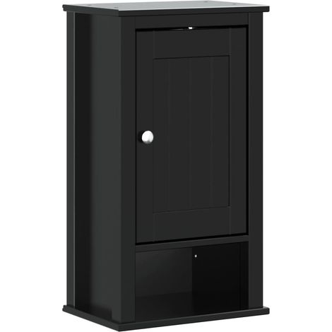 Armoire murale de salle de bain BERG noir bois de pin massif (1/5)