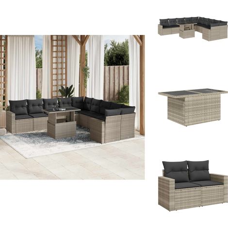 Salon de jardin 11 pcs avec coussins gris clair résine tressée - Ensemble De Canapés De Jardin - Ensembles De Canapés De Jardin - Ensemble De Canapés D'extérieur - Ensemble De Canapés De Patio (1/5)