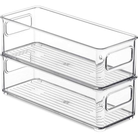 Aufbewahrungsbox für Kosmetikartikel, Snacks und Küchenutensilien. Kleine PET-Box mit geraden Kanten, 1 Stück [A13] Hochtransparentes PET – 2 Stück (1/5)