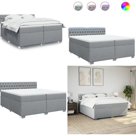 Boxspringbett mit Matratze Hellgrau 200x200 cm Stoff - Boxspringbett - Doppelbett - Liegefläche 200x200 Cm - Bettenrahmen - Kopfteil - Home & Living (1/5)