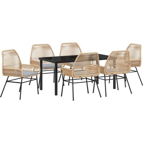 Maison Exclusive - Conjunto de Comedor de Jardín 7 pcs Marrón rat