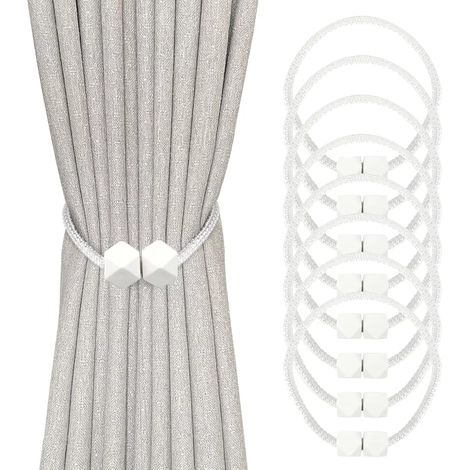 8 Pieces Curtain Tiebacks, Fashion Squares, Curtain Tieback for Home, Office, Hotel (White) (1/5)