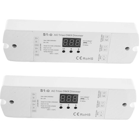 2-Kanal Triac DMX LED-Dimmer 288W, 2 Kanäle, Dualausgang, Silizium DMX512 LED-Controller, S1-D Digitalanzeige (2 x AC100-240V). (1/5)