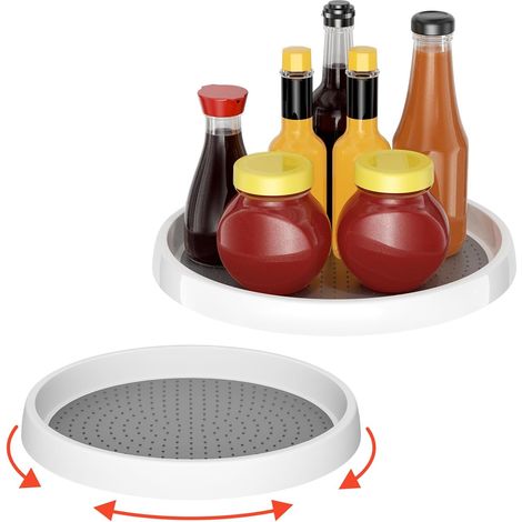 Lot de 2 plateaux tournants pour placard de cuisine 25 et 29,5 cm – Étagère à épices pratique, rotation facile pour un accès rapide (1/5)