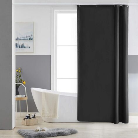 Rideau de Douche Lavable Tissu Imperméable Noir Rideau de Baignoire Anti Moisissure Textile en Polyester avec 8 Crochets 120x200cm (1/5)