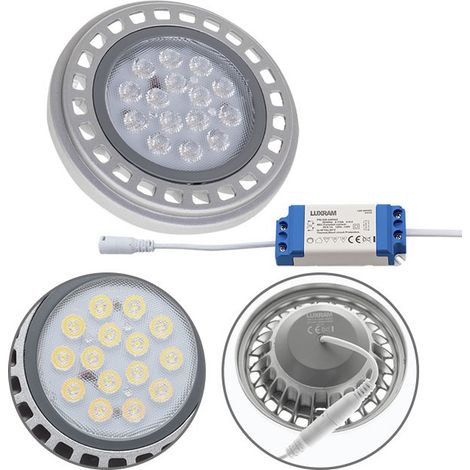 Bombilla g53 ar111 power led 15w 3000k 5500cd 36° con driver 0,1a - a