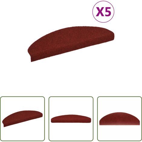 vidaXL Tapis de marche - Tapis d'escalier autocollants 5 pièces 65 x 21 x 4 cm Bordeaux Rouge Demi-rond Grand (1/5)