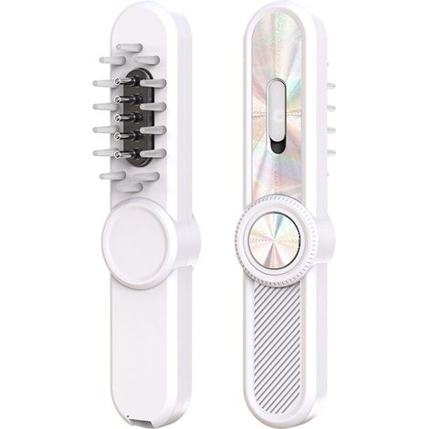 Peine masajeador eléctrico con bola rodante y luz roja y azul para el crecimiento del cabello (blanco) (1/5)
