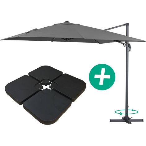 Ombrellone da giardino a sospensione "Sun 3 " - Quadrato - 3 x 3 - Grigio - Base inclusa (1/4)
