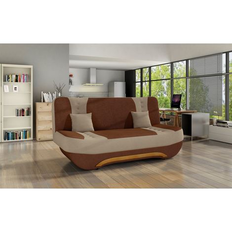 Klick-klack-Sofa Schlafsofa KANDY in Stoff Alova Braun-Beige