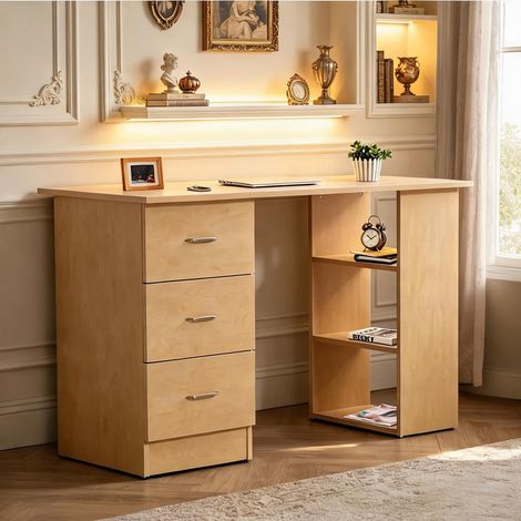 Bureau 120 cm avec rangements asymétriques en MDF (1/5)