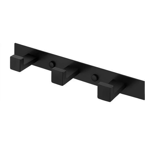 Galozzoit – Wandgarderobe fürs Badezimmer mit 3 Haken – Mattschwarzer Edelstahl 304 – Korrosionsbeständig – Einfache Montage mit mitgeliefertem Montagematerial – SUS304 (1/5)