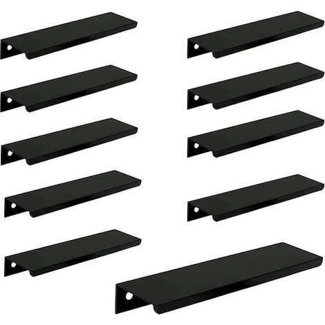 (noir)lot De 10 Poigne Noir Poigne De Meuble Noir- Poigne Invisible Poignee De Meuble Cuisine Noir Poigne Meuble Noir Mat En Alliage D'aluminium E (1/5)