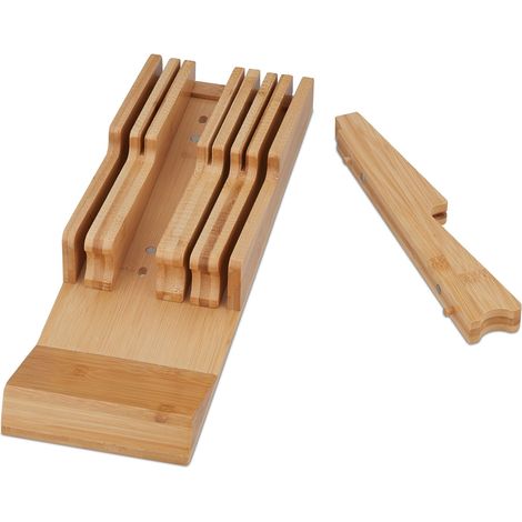 Organizador de cajón para 9 cuchillos seguros de cocina 40 x 12 x 5 cm de bambú natural 130014063 (1/5)