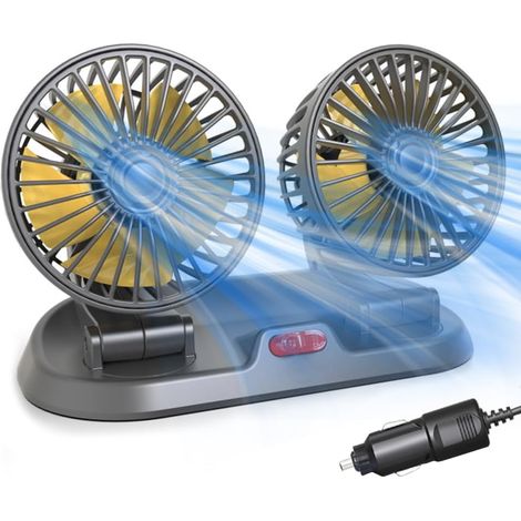Ventilateur 12V pour Voiture Lotvic, Double Tête avec 2 Modes de Ventilation Puissants et Rotation 360° – Pour SUV, Camping-car, Camion, Van (1/5)