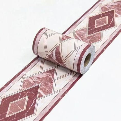 Bordure papier peint Rouge-47, frise murale autocollante imperméable en PVC, plinthe adhésive 10cm x 500cm. - - Rouge-47 500 x 10 cm (1/5)