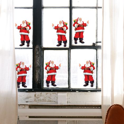 Sticker Père Noël 23x67cm - Décoration Vitre Fenêtre Noël Électrostatique (1/2)