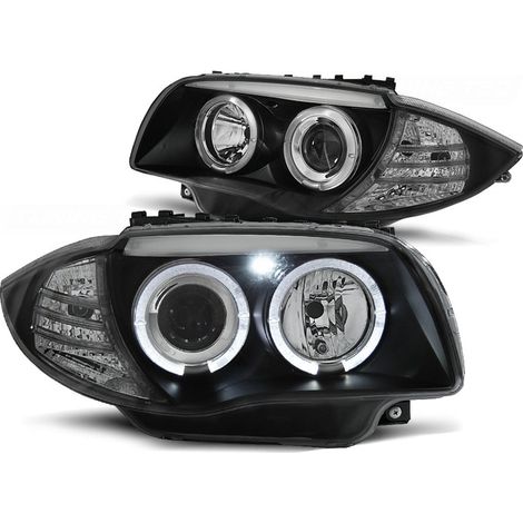 Faros doble halo llantas BMW 1 E87/E81/82/88 04-11 ANGEL EYES NEGRO