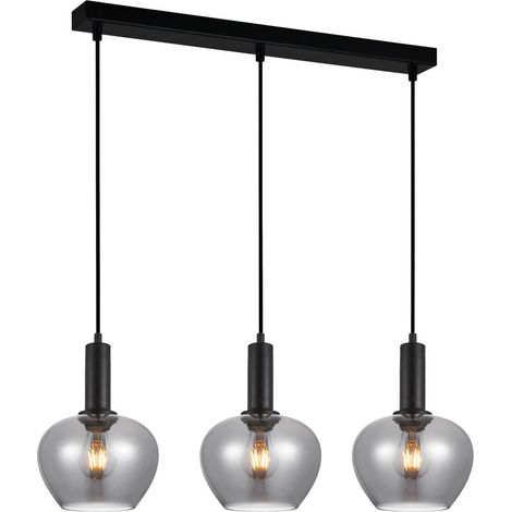 Lampada a sospensione nera vetro fumé 3xE27 Italux Stabla (1/3)