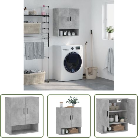 Furniture Limited - Armoire murale gris béton 60x31x70 cm bois d' (1/5)