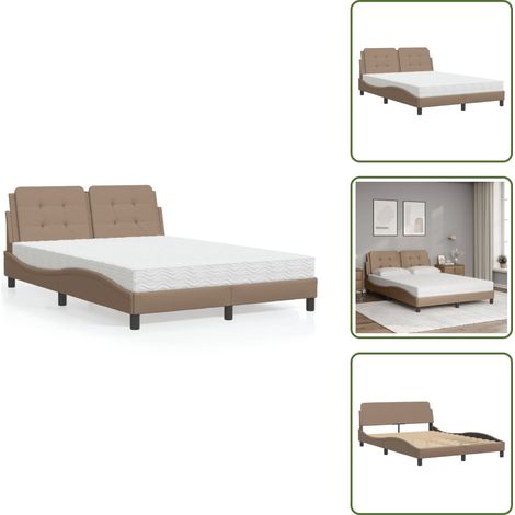 Similicuir - vidaXL Cadre de lit sans matelas Zadar cappuccino 140x190 cm similicuir - Matelas en tissu (1/5)