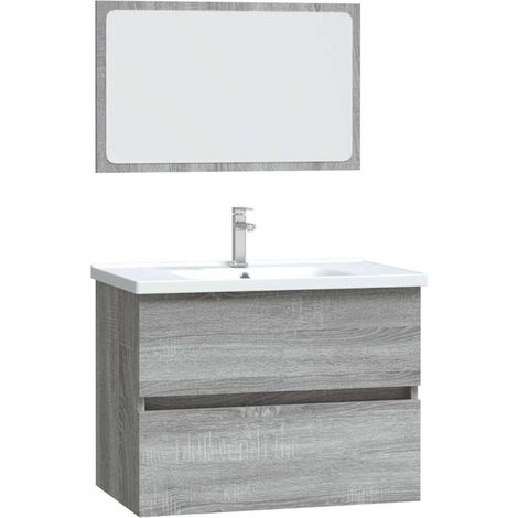 Maison Exclusive - 2-tlg. Badmöbel-Set Grau Sonoma Holzwerkstoff (1/5)